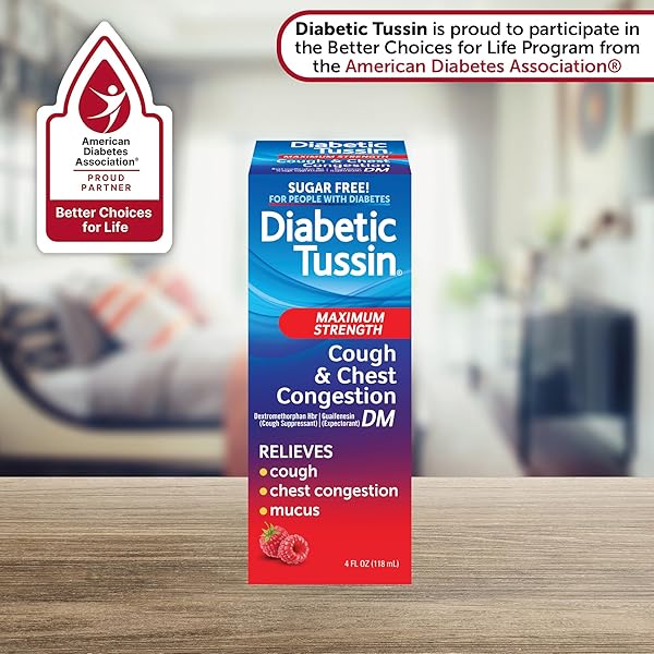 DIABETIC TUSSIN DM MAXIMUM STRENGTH COUGH AND CHEST CONGESTION RELIEF LIQUID COUGH SYRUP, SAFE FOR DIABETICS, BERRY FLAVORED, 4 FL OZ (PACK OF 1)