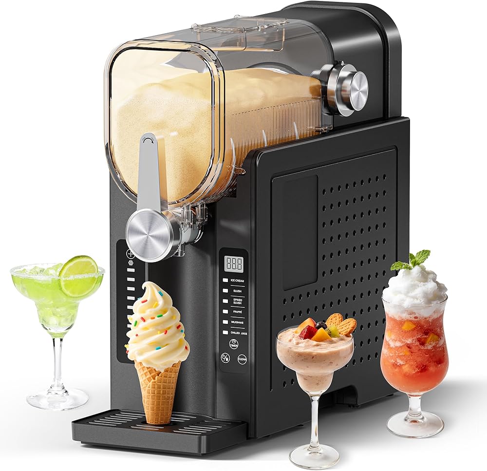Slushie Machine, No Ice Needed Slushy Maker for Home, Real-Time Temp Display, Frozen Drink Maker with 6 Preset Programs for I
