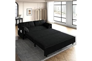 GNIXUU 63.8" Queen Pull Out Sofa Bed, Velvet Convertible Sleeper Sofa Couch with Side Storage, Comfy Loveseat Bed Pull Out Couch for Living Room, Apartment, Small Space(Black)
