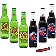 Generic RC Cola and Sun Drop | Mixed 6 Pack of the Nostalgic Classics with Real Sugar | 12 oz Glass Bottles with Crazy Soda Pop Bottle Opener