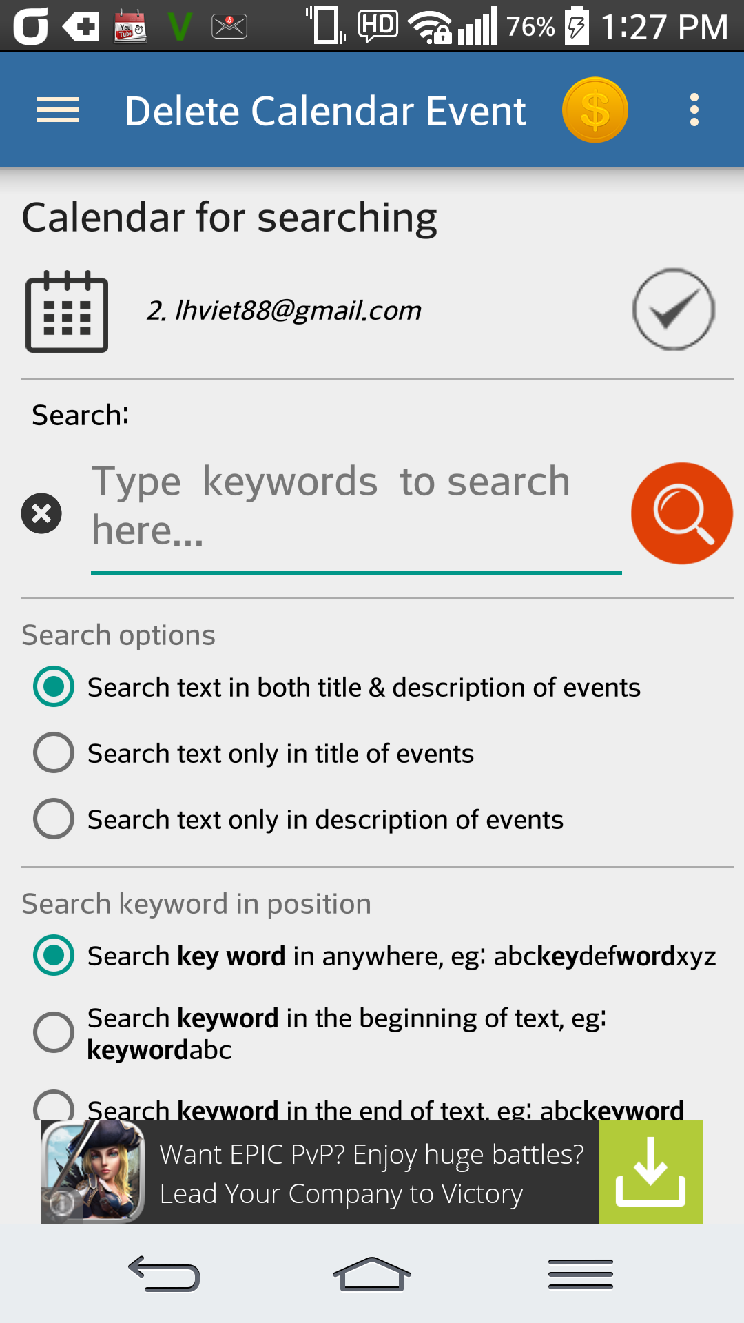 Delete Calendar for Android