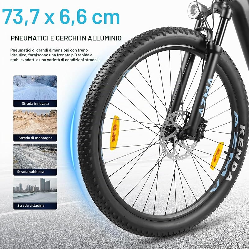 Bici Elettrica, 27.5"/29" Bicicletta Elettrica Uomo Donna, 48V/36V Batteria Rimovibile, Autonomia Fino 100-150, 8 Velocità, Ebike da Per Pendolari Urbani e MTB