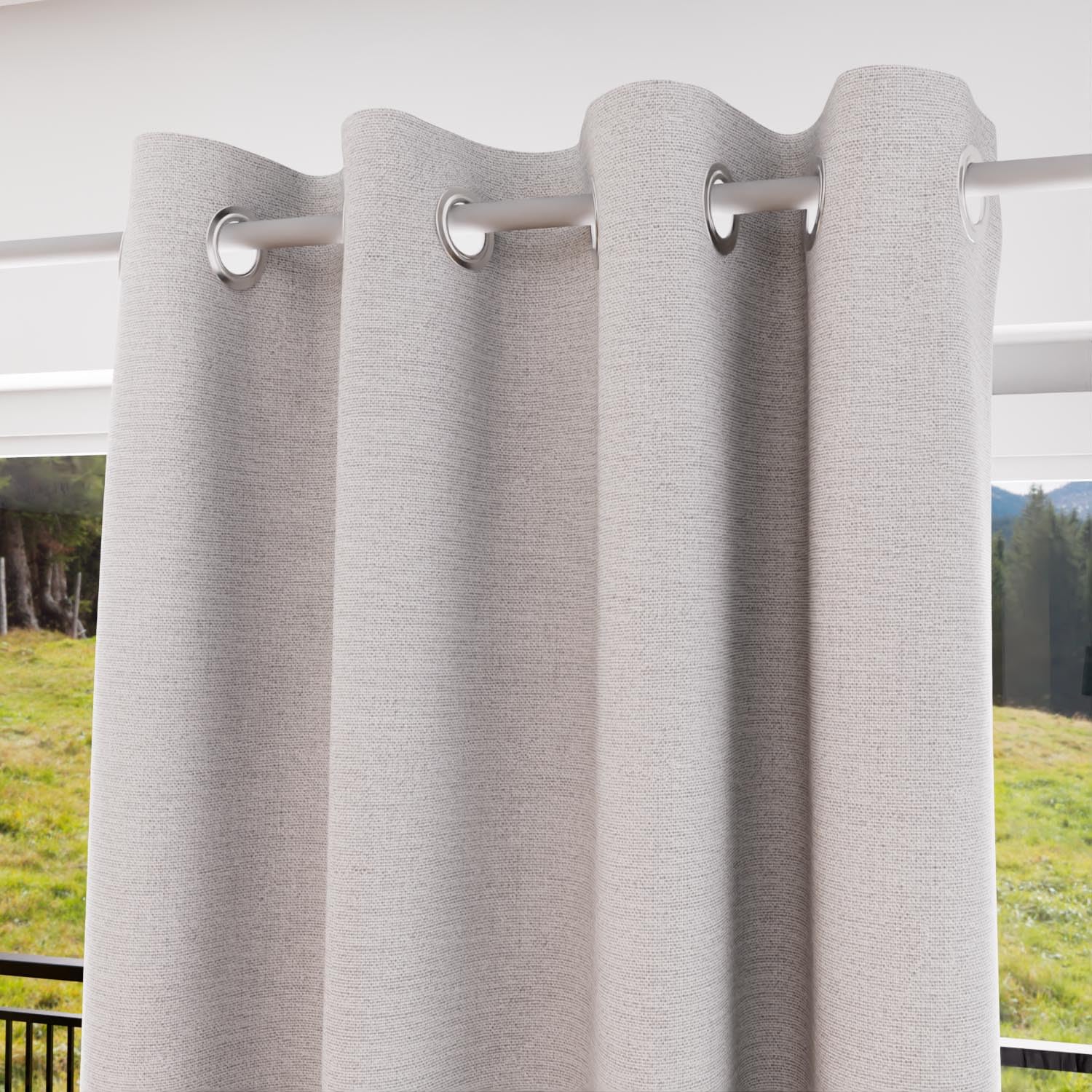 Soleil d'ocre Eclipse Blackout Curtain, Polyester, White, 140 x 250 cm