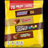 Mars Snickers, M&amp;M'S Milk Chocolate, Milky Way &amp; Twix Fun Size Chocolate Candy Variety Pack, 75 Ct Bulk Bag (2.73 Pounds)