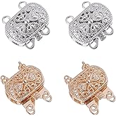 CHGCRAFT 4 Pcs 2 Colors 2-Strand Jewelry Clasp Box Clasp Rectangle Clasps Multi-Strand Clasps Jewelry Clasps for DIY Necklace Bracelet Making