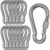 Outmate 304 Stainless Steel Carabiners -2 inch Heavy Duty, Durable & Rust-Free Clips for Gym, Swing, Dog Leashes, Hammocks, Keychains, and More(304,M5 with Screw,Pack of 12)
