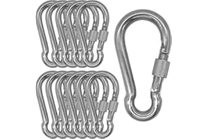 Outmate 304 Stainless Steel Carabiners - Heavy Duty, Durable & Rust-Free Clips for Gym, Swing, Dog Leashes, Hammocks, Keychai