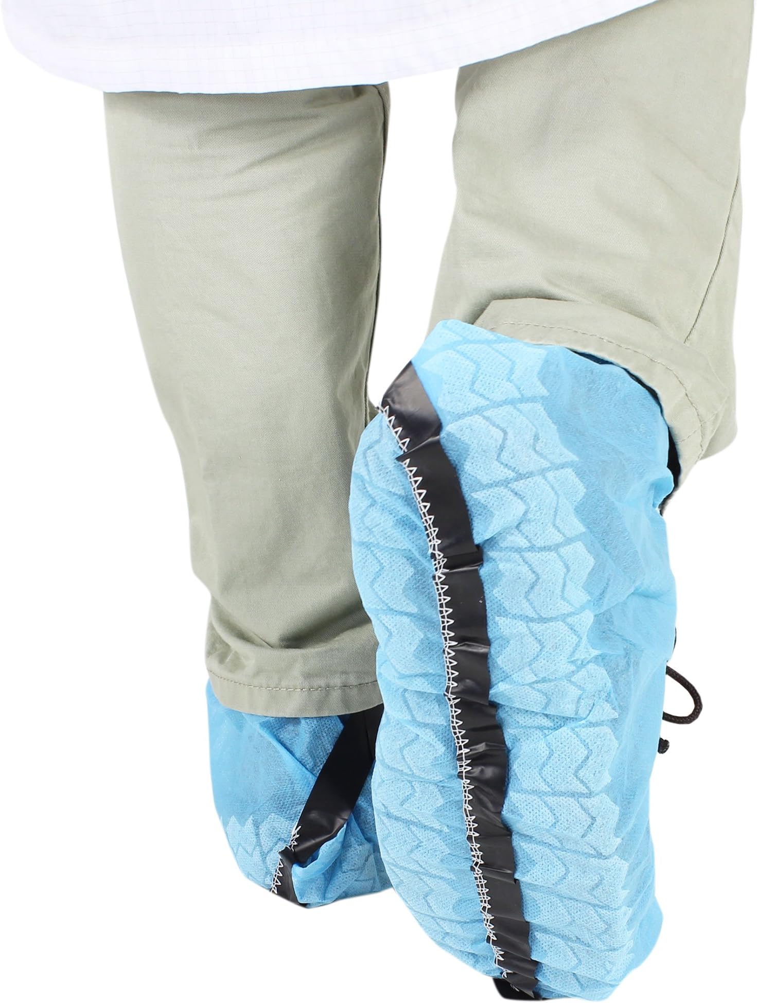 Class 7 Conductive ESD Disposable Cleanroom Booties Shoe Cover, Non-Slip - 12" Tail, Low Lint, One Size, Blue, 100-Pack