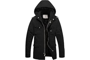 WenVen Men's Winter Military Thicken Parka Jacket Warm Coat with Removable Hood