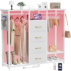 YAKANJ Dresser for Bedroom with 2 Clothes Racks,4