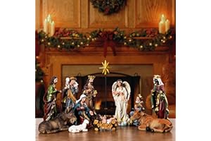 Famyards 5.9 Inch Nativity Set for Christmas Indoor 13 Pieces - Exquisite Resin Craftsmanship Nativity Scene Figurines for Table Collection Holiday Decor