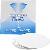 Eisco Chemistry Filter Paper Disks, 10 micron, 15 cm, 100 Pack | Lab Filters, Qualitative Filter Paper for Analysis, High-Retentivity Medium-Speed, No. 1 Benchmark