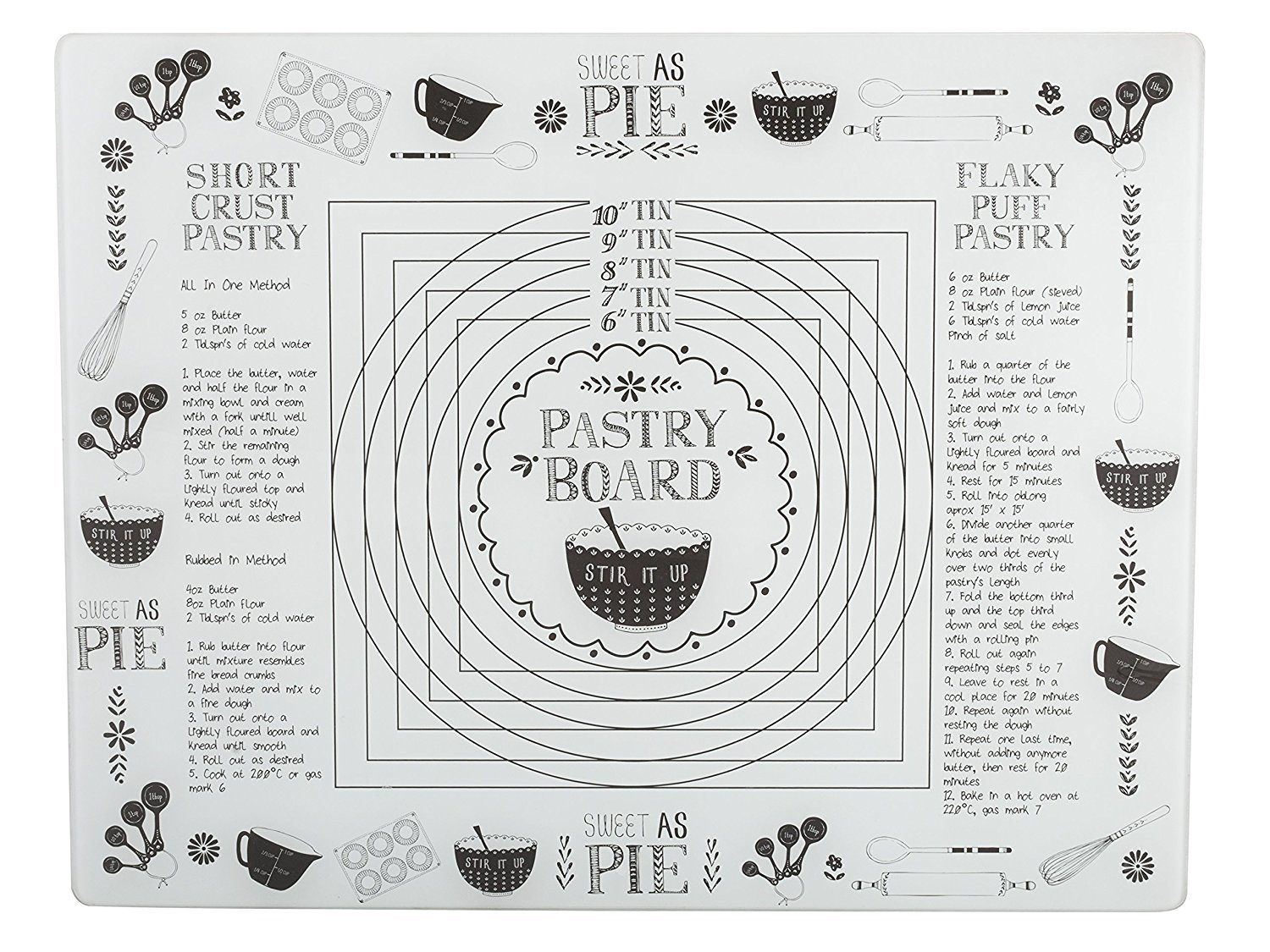 Creative Tops Bake “Stir It Up” Glass Worktop Saver / Pastry Board by Creative Tops, 48 x 38 cm (19” x 15”)