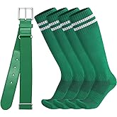 SANSTHS Youth Baseball Socks and Belt Combo Toddler Kids Softball Sock and Belt for Boys Men(2 Pairs of Socks & 1 Belt)