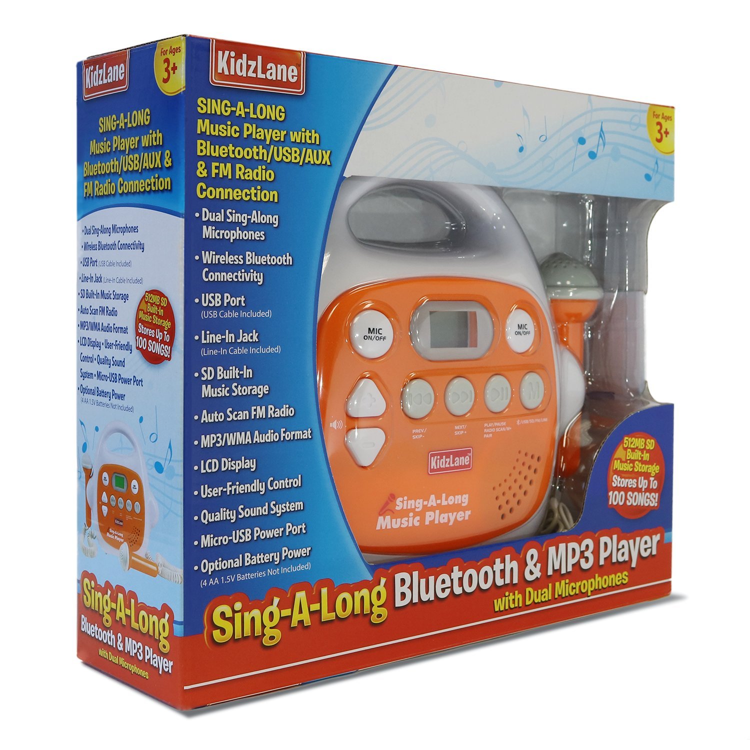 KIDS MP3 Player Karaoke Machine Microphone Music Storage Bluetooth