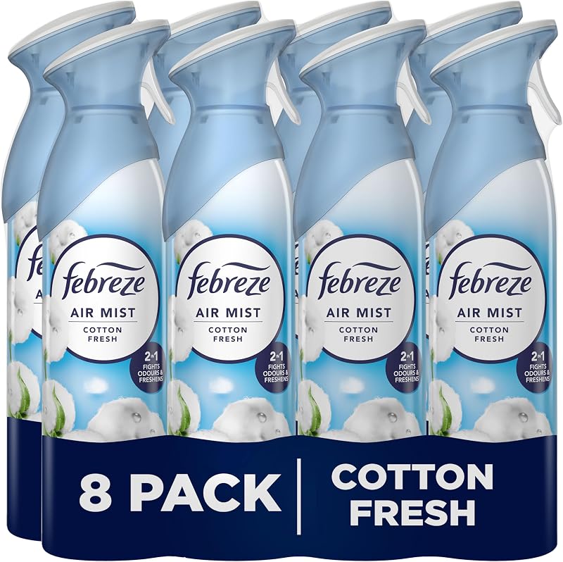 Febreze Cotton Fresh Air Freshener 185ml x8 Packs OdourClear
