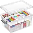 Citylife 17QT Clear Craft Organizers and Storage Box with Removable Tray | Stackable Art Supply Organizer Storage Bins with L