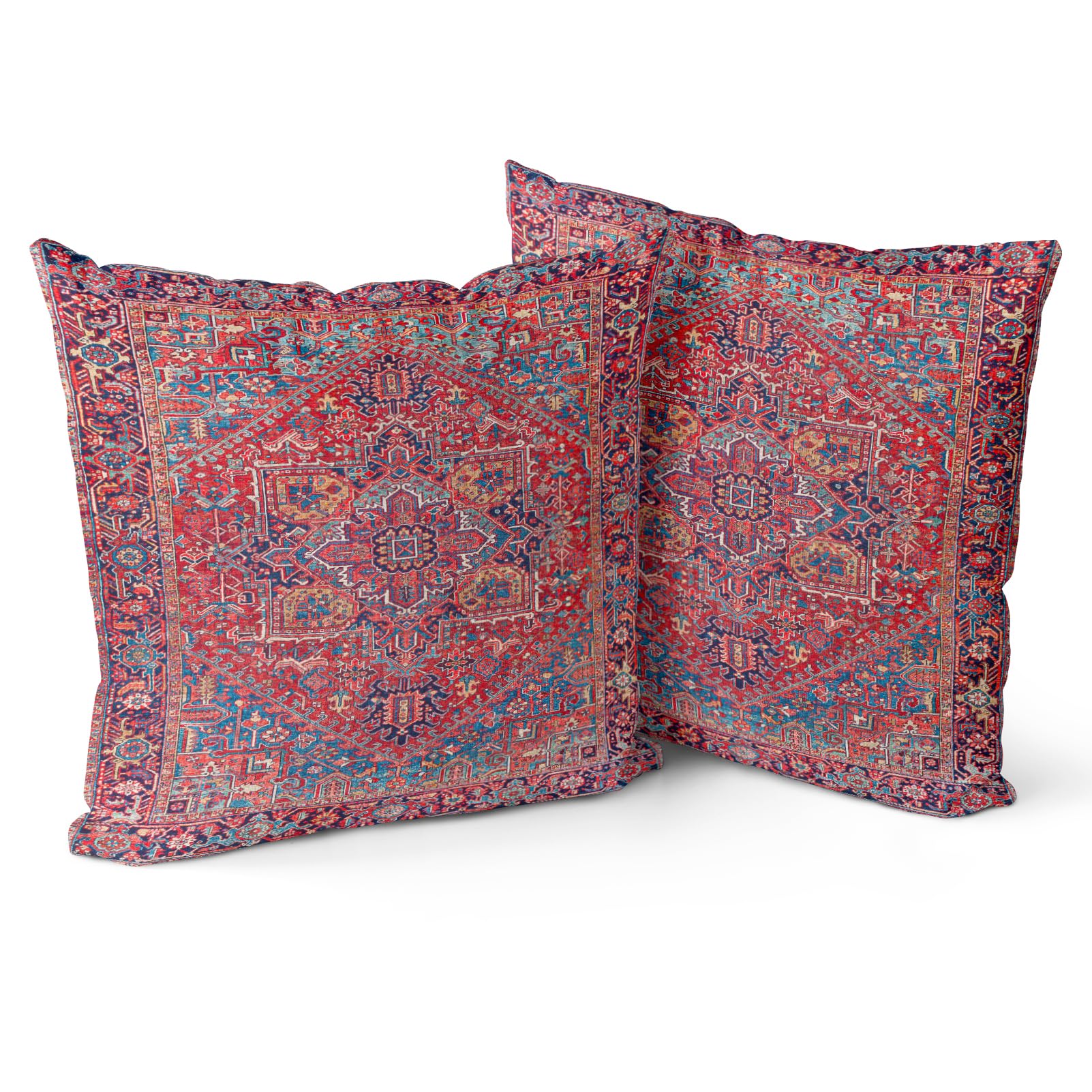 Snylcce Boho Throw Pillow Covers Set of 2 - Coral Antique & Vintage Design, Double-Sided Pattern - Soft Cushion Covers for Garden Couch, Sofa, Bed - Decorative 40x40 Inch Pillowcases