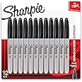 Sharpie Permanent Markers, Fine Point, Black, 12 Count
