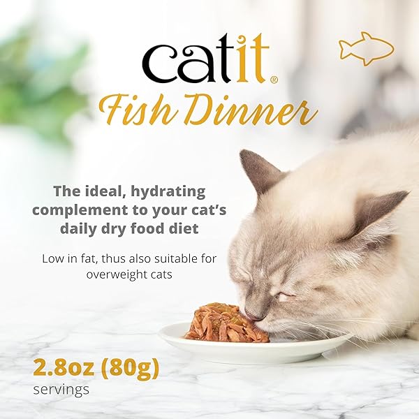 CATIT FISH DINNER WITH SHRIMP & GREEN BEANS – HYDRATING AND HEALTHY WET CAT FOOD FOR CATS OF ALL AGES 6 CUPS