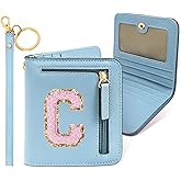 COSHAYSOO Personalized Valentines Day Easter Basket Stuffer Birthday Graduation Appreciation Thanksgiving Gifts for Girls 7 8 9 10 11 12 13 14 year old RFID Wallet Blue Small Initial Letter C