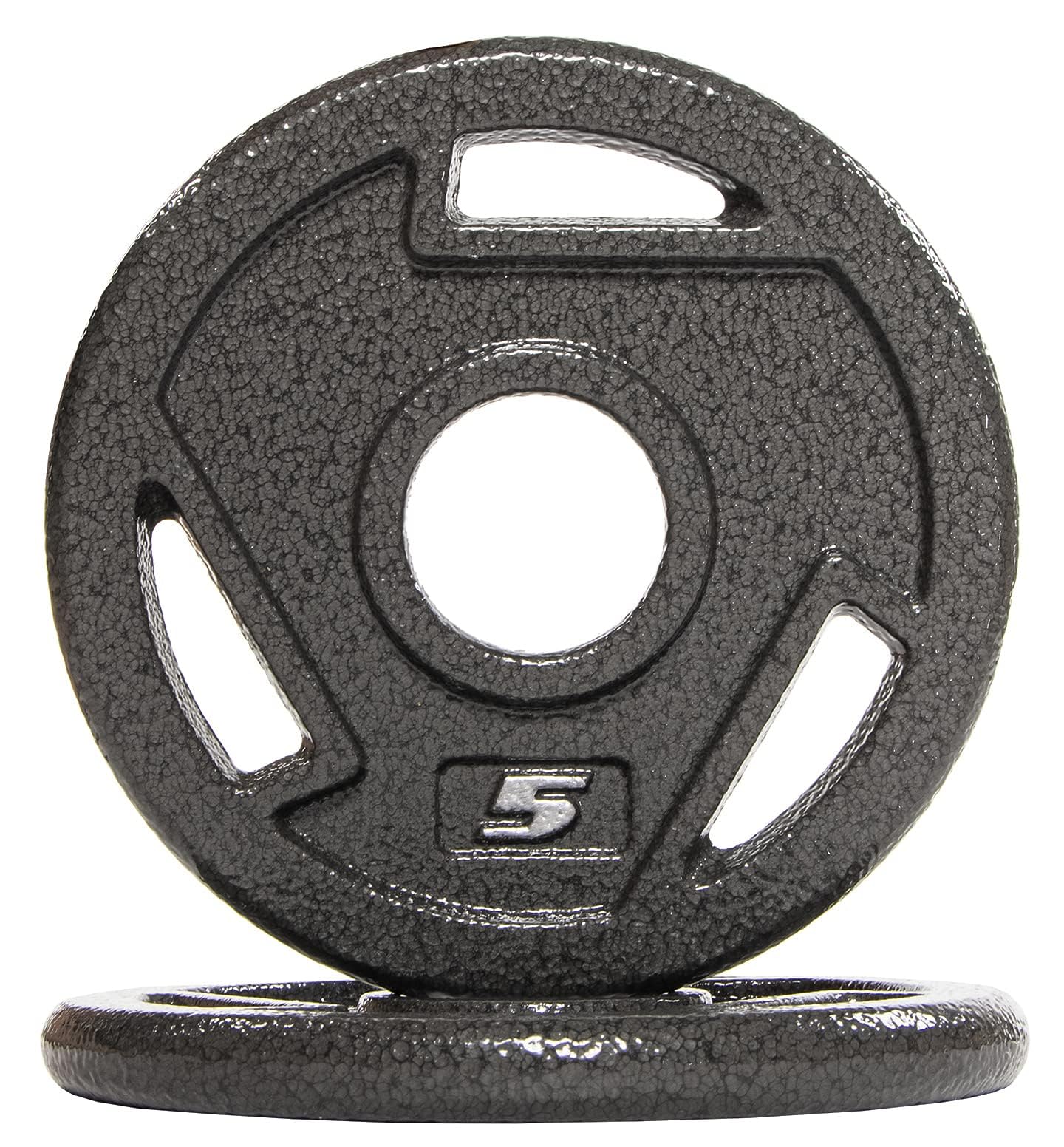 Photo 1 of Fitvids Cast Iron 2-Inch Olympic Weight Plate for Strength Training & Weightlifting, Multiple Weights Available, 5LB Pair