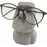 ZXNhome Moai Eyeglass Holder Stand Easter Island Stone Decoration Fun Glasses Holder Display Stands Modern Home Resin Sculptures Decorative Nightstand Home Office Desk Decor (Gray)