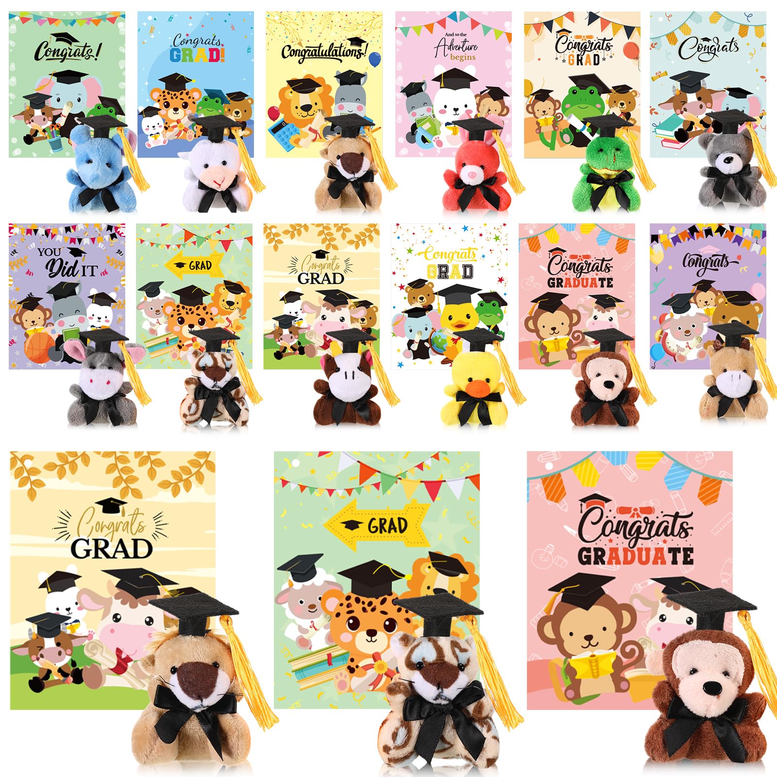 Photo 1 of Hollowfly 30 Set Graduation Gifts Mini Stuffed Animals Gift with Cards class of 2025 Stuffed Keychains for Exchange Gifts Graduation Party Favors