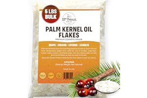 33RD PARALLEL SOAP CO. ORGANIC PALM KERNEL OIL FLAKES (5 lbs / 80 oz) Non-GMO; Premium Cosmetic Grade Palm Kernel Oil Flakes for Soap Making, Creams, Lotions & Candle Making | 5 POUND