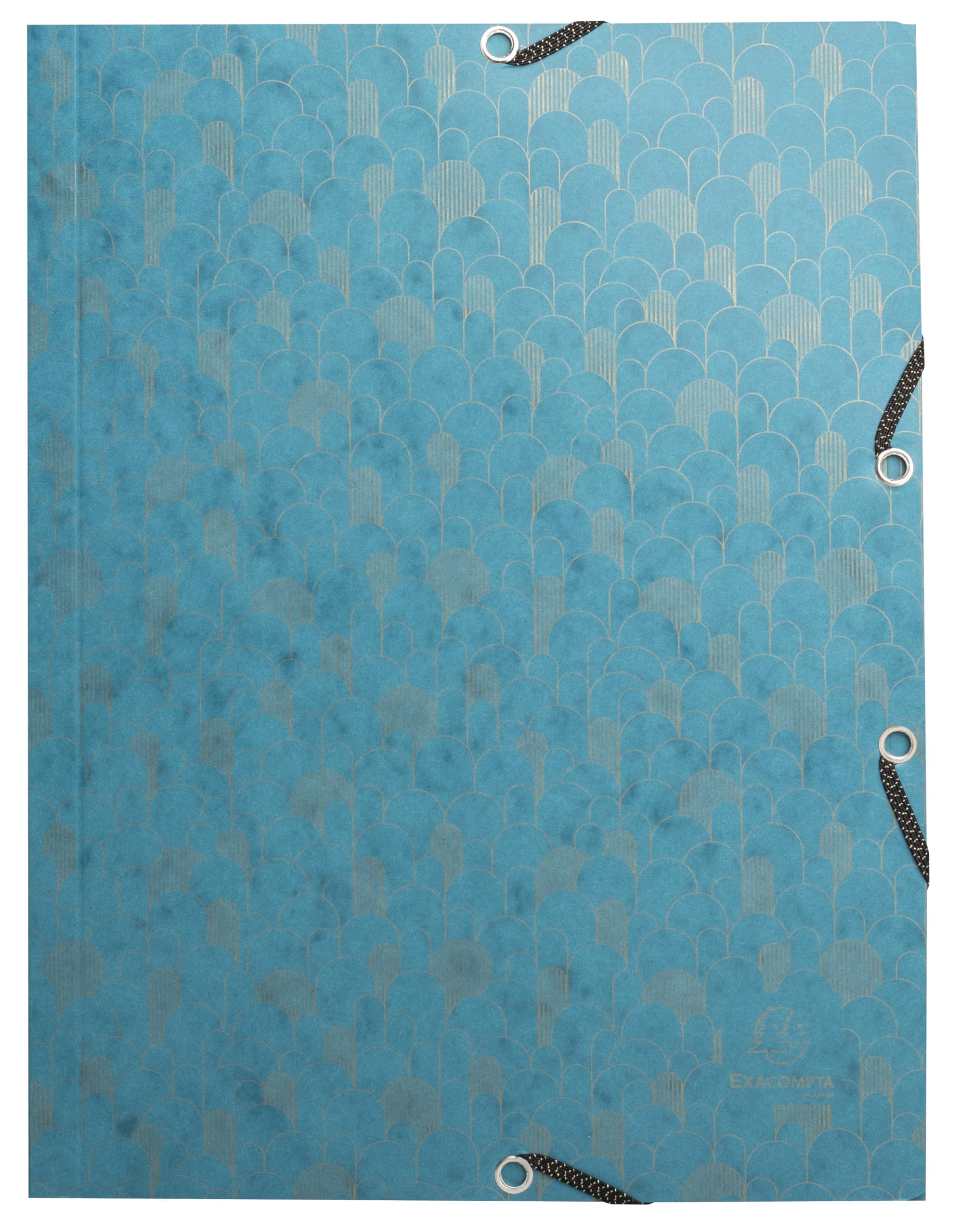 Exacompta - Ref 55450E - Pack of 4 Neo Deco Elastic folders - 3 Flap Pockets - in Glossy Card 400 g/m2 - Size 24 x 32 cm for A4 documents - Assorted Colours