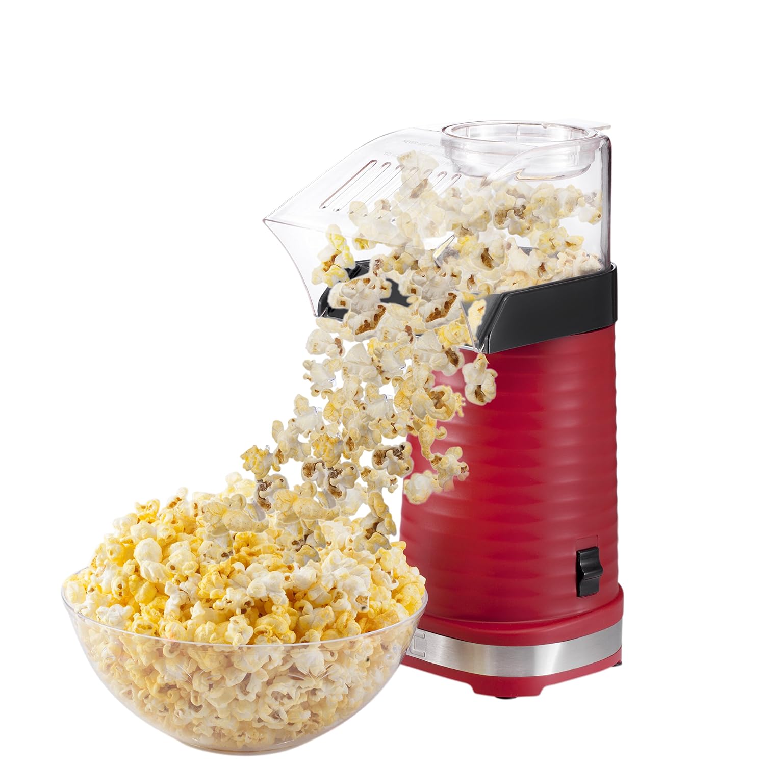 Chefman Air Pop Popcorn Maker, Makes 12 Cups of Popcorn, Includes Measuring Cup and Removable Lid, Dishwasher-Safe- RJ33-T-Red