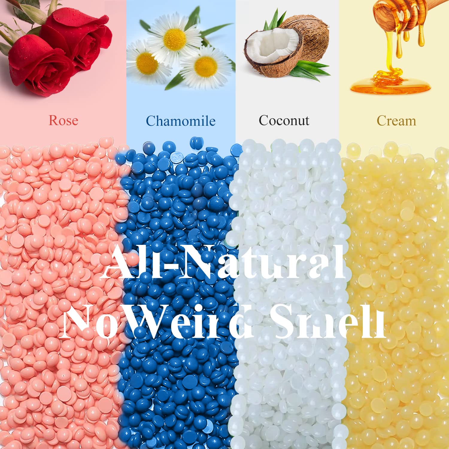 Hard Wax Hair Removal Beads - Painless Waxing for Sensitive Skin, Full Body Wax Beans with 20 Sticks for Women Men Bikini Brazilian, Armpit, Home Use (Rose, 1.1lb/17.6oz)