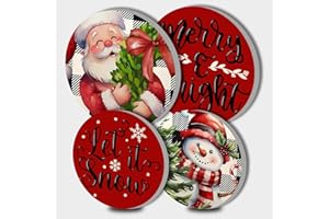 TUCOCOO Red Christmas Decor Electric Stove Burner Covers，4 Pcs Xmas Decor Round Stove Burner Covers，8 Inches and 10 Inches，Gas Stove Burner Cover,Metal Cooktop Red Warm Decorative，Home Decor,Kitchen Decor