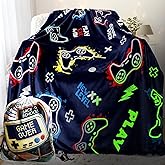 LMKLOP Glow in The Dark Gaming Blanket for Boys/Girls/Toddler/Baby, Cute Funny Kids Throw Blanket for Birthday/Toys, Gamer Gifts for Teen Boy, Gamer Room Decor 40"x 60"