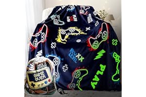 LMKLOP Glow in The Dark Gaming Blanket for Boys/Girls/Toddler/Baby, Cute Funny Kids Throw Blanket for Birthday/Toys, Gamer Gifts for Teen Boy, Gamer Room Decor 40"x 60"