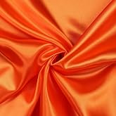 SARVAM FASHION Satin Fabric, Orange, 5 Yard | 100% Polyester Satin Fabric, 44 Inch Wide, Soft Silky Smooth Solid Fabric for Sewing, Dresses, Wedding Decorations