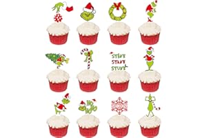 UNBALA Christmas Cupcake Toppers 48 Pcs Cake Topper Christmas Party Decorations Santa Xmas Theme Birthday Party Decorations Supplies