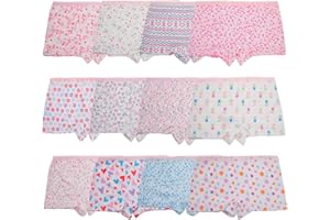 Hbhpov Kids 12 Pack Soft Comfort Cotton Knickers Underwear Little Girls Assorted Boyshort Panties 2-12 Yrs