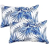 JMKaixin Pack of 2 Patio Lumbar Pillows, 12"x20" Fade Resistant Outdoor Waterproof Lumbar Pillow with Inners, Decorative Garden Lumbar Cushions for Home Patio Terrace Sofa Use