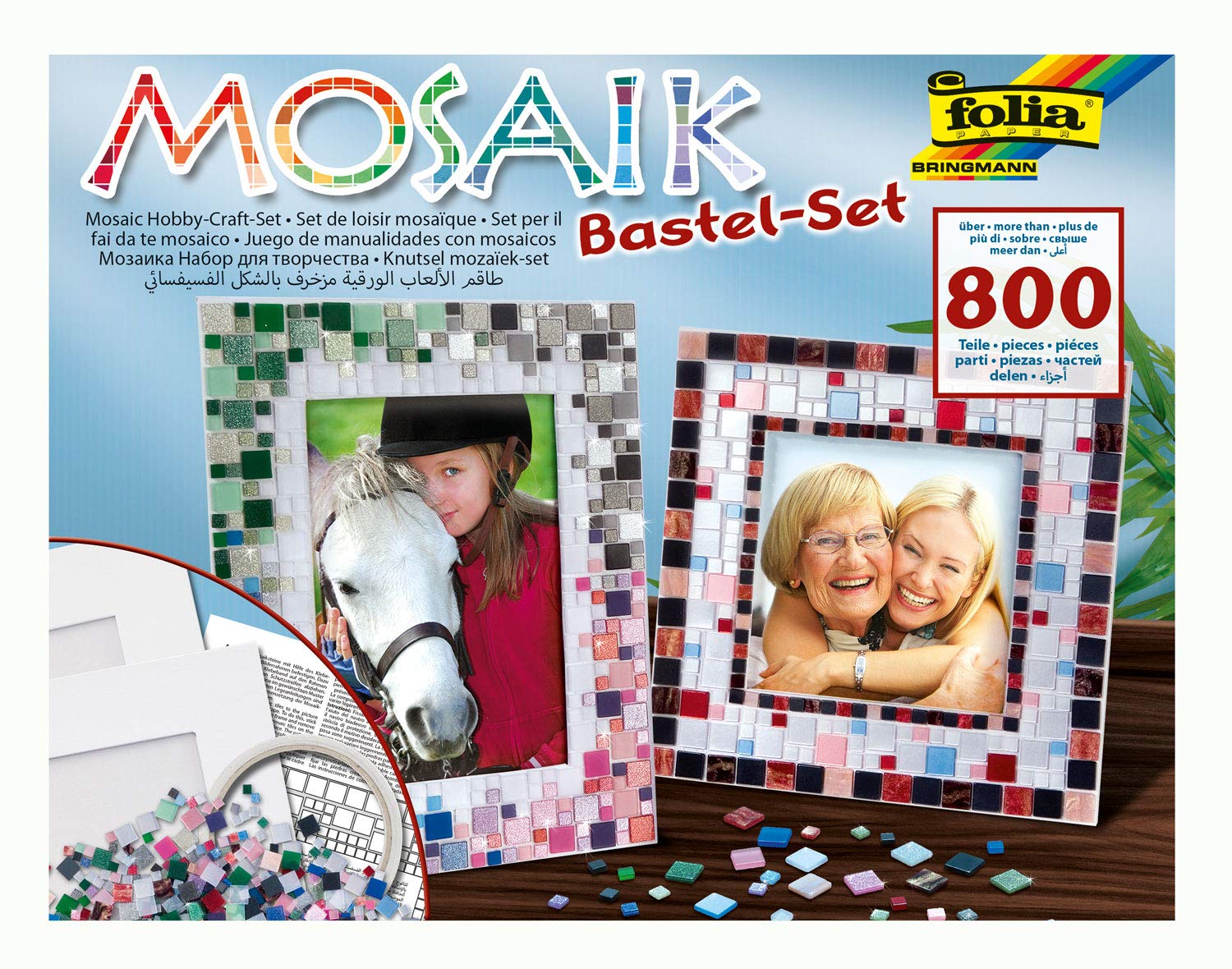 Folia 57019 Mosaic Handicraft Set with 2 Picture Frames 800-Pieces
