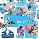 Surprise Gift Box Explosion for Money, Unique Folding Bouncing Red Envelope Gift Box with Confetti, Cash Explosion Luxury for Birthday Anniversary Valentine Proposal (16 Bounces) (Blue)