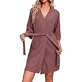 Ekouaer Robes for Women Waffle Knit Bathrobe Soft Lightweight Knee Length Loungewear S-XXL