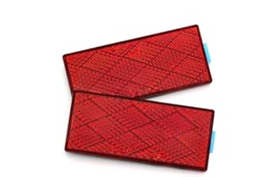 MFC PRO 2Pcs Rectangular Stick-On Trailer Reflector (Red, 3.15 x 1.38 in)