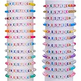 RINTOLER Heishi Surfer Clay Bead Bracelets Set for Women - Preppy Smile Evil Eye Beaded Stretch Bracelets Elastic Layering Friendship Bracelets- Stackable Boho Disc Summer Jewelry Set