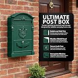 ZENO Letter Box Wall Mounted Green Postbox with 2 Keys Large Classic Mailbox view 4