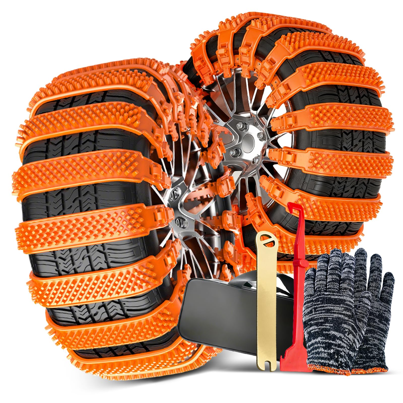 Photo 1 of 20pcs Car Snow Tire Chains,Universal Emergency Snow Chains for Cars, SUVs, Trucks, and Pickups - Anti-Slip Traction for Snow, Mud, and Emergencies - Fits Tire Widths 6.5-10.8"?Yellow?