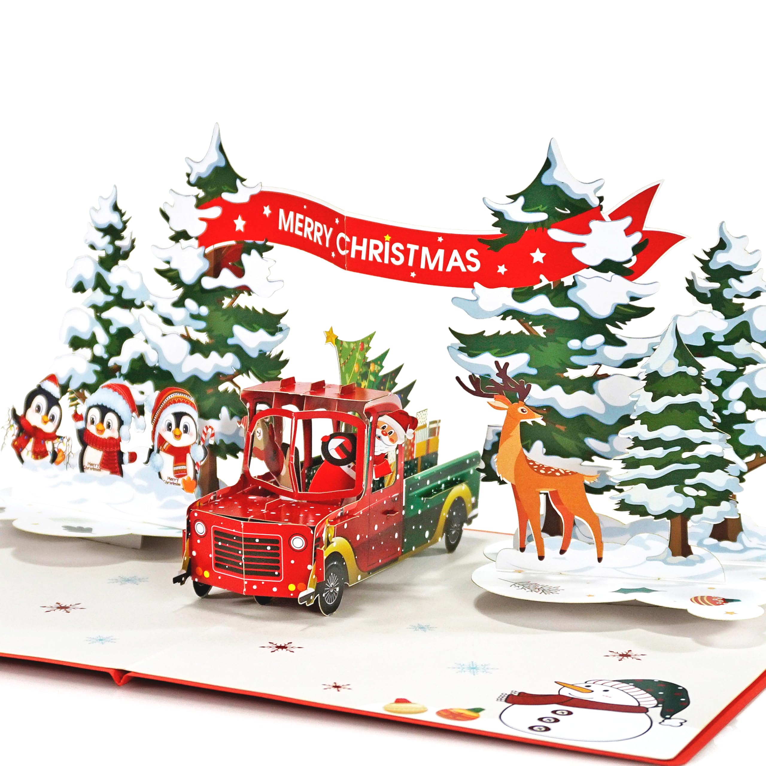 CUTPOPUP Merry Christmas Cards 2025, Pop Up Christmas Cards w Envelope, 3D Xmas Card, Holiday Card Gifts for Her Him Wife Husband Family Son Mum Dad (Xmas Car under Tree) US8-CN255UK1520