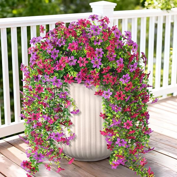 ARTIFICIAL HANGING FLOWERS FOR OUTDOORS, 2 PCS FAKE...