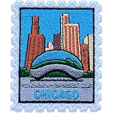 LEMEPINZ Chicago USA 3 Inches Embroidery Patch, City Iron On/Sew On Travel Embroidered Applique Patch, Travel Patches, Fabric Patches for Clothes Backpacks Hats, DIY Accessories Gifts for Travel Lover
