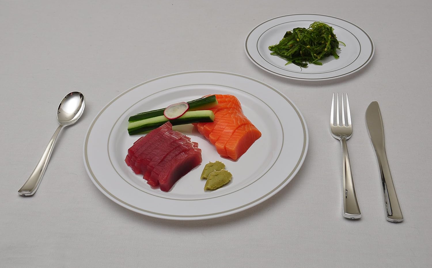 25 Heavyweight Elegant Plastic Disposable Place Settings 25 Dinner